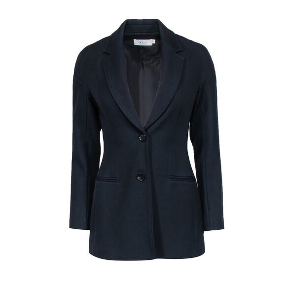 A.L.C. Bishop Blazer Jacket Single Breasted Front Button Wool Navy Blue Size 0 - Picture 1 of 10